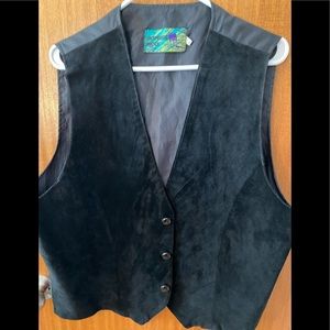 Black suede front vest